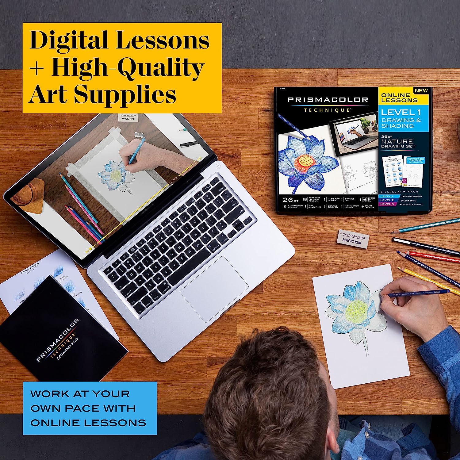 Prismacolor Technique, Art Supplies and Digital Art Lessons, Nature Drawing Set, Level 3, Learn to Draw with Colored Pencils, and More, Includes Artist Roll Case, Waterfall Landscape Drawing, 28 Count - Image 2